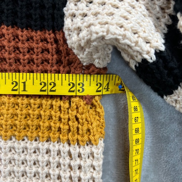 Hem‎ & Thread Sweater Striped Cardigan Open Front Knit Boho Women's Large Comfy - Picture 11 of 11